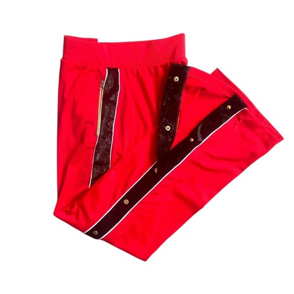 Victoria Sport Tear Away Track Pant Gold Snaps Black Stripe Size Small - Picture 11 of 11